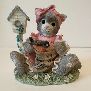 ENESCO Calico Kittens"You're my Feathered Friend Forever"1996 Cat w/Bird VINTAGE